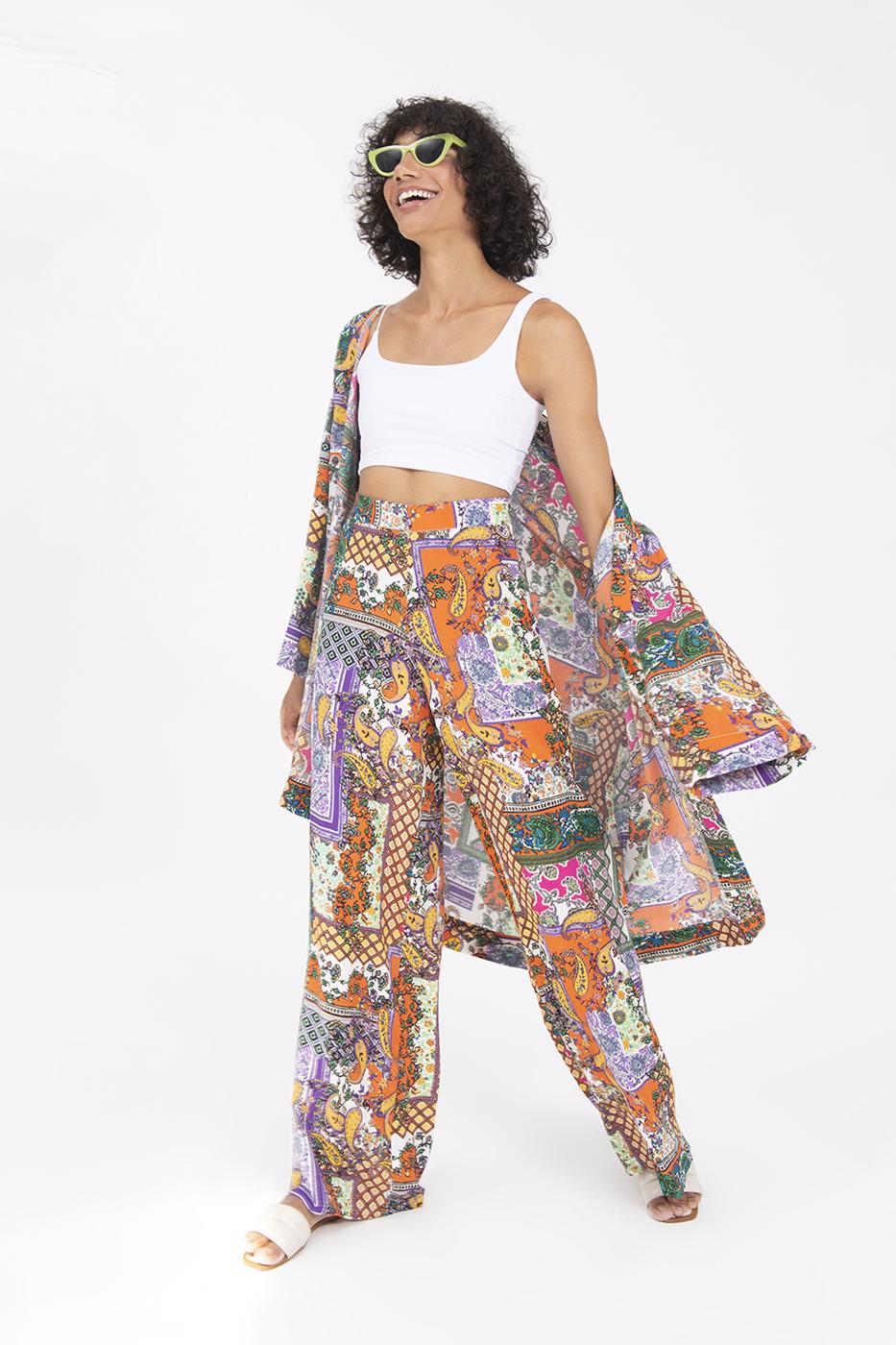Bayan Multı Desenli Midi Boy Kimono
