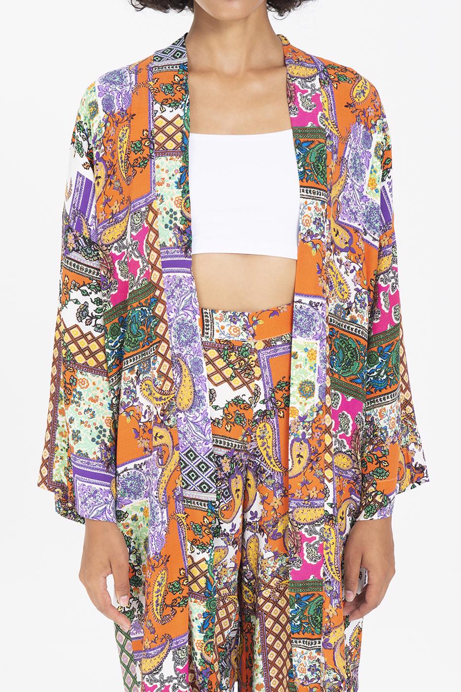 Bayan Multı Desenli Midi Boy Kimono