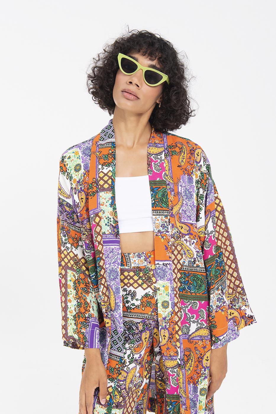 Bayan Multı Desenli Midi Boy Kimono