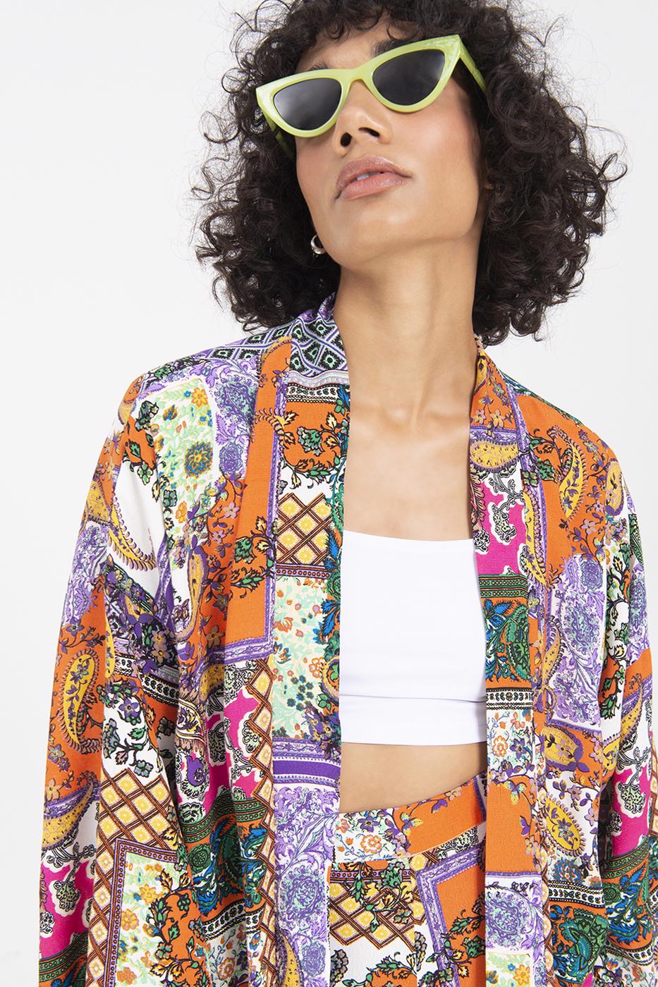 Bayan Multı Desenli Midi Boy Kimono