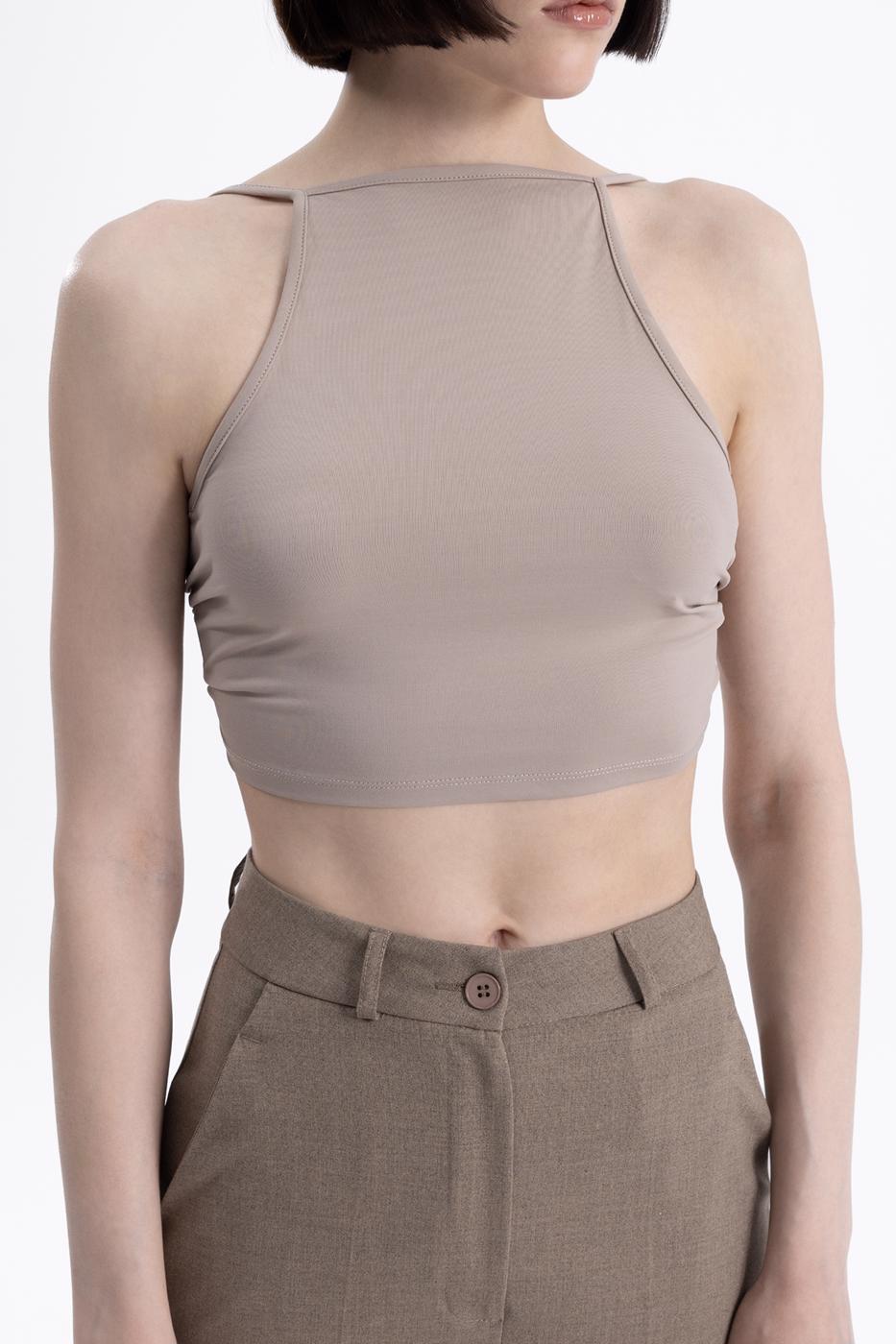 Bayan Bej Sırt Bağlamalı Body