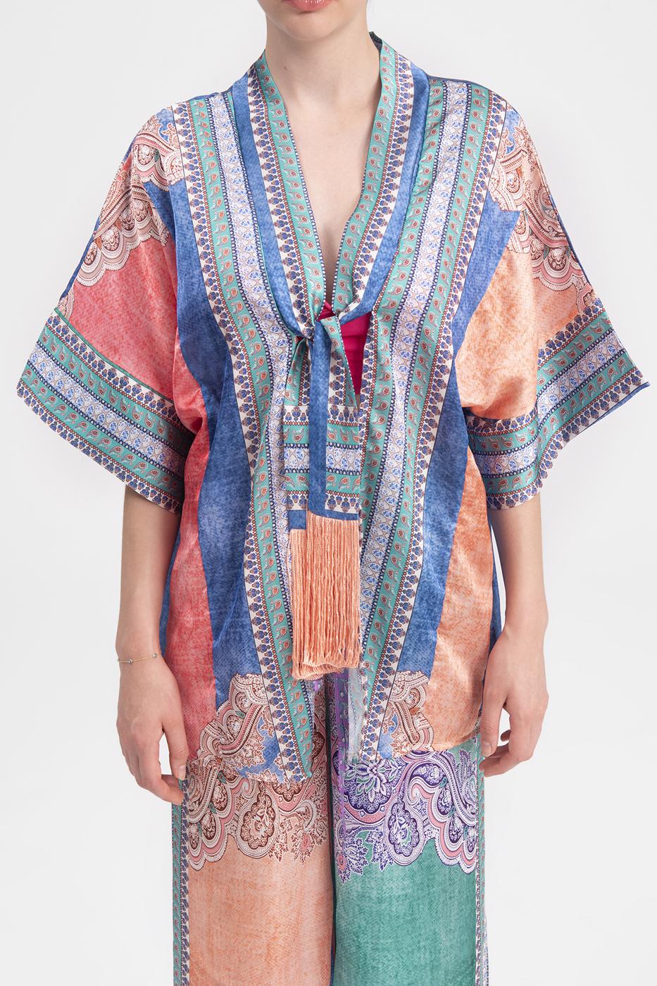 Bayan Multı Desenli Midi Boy Kimono