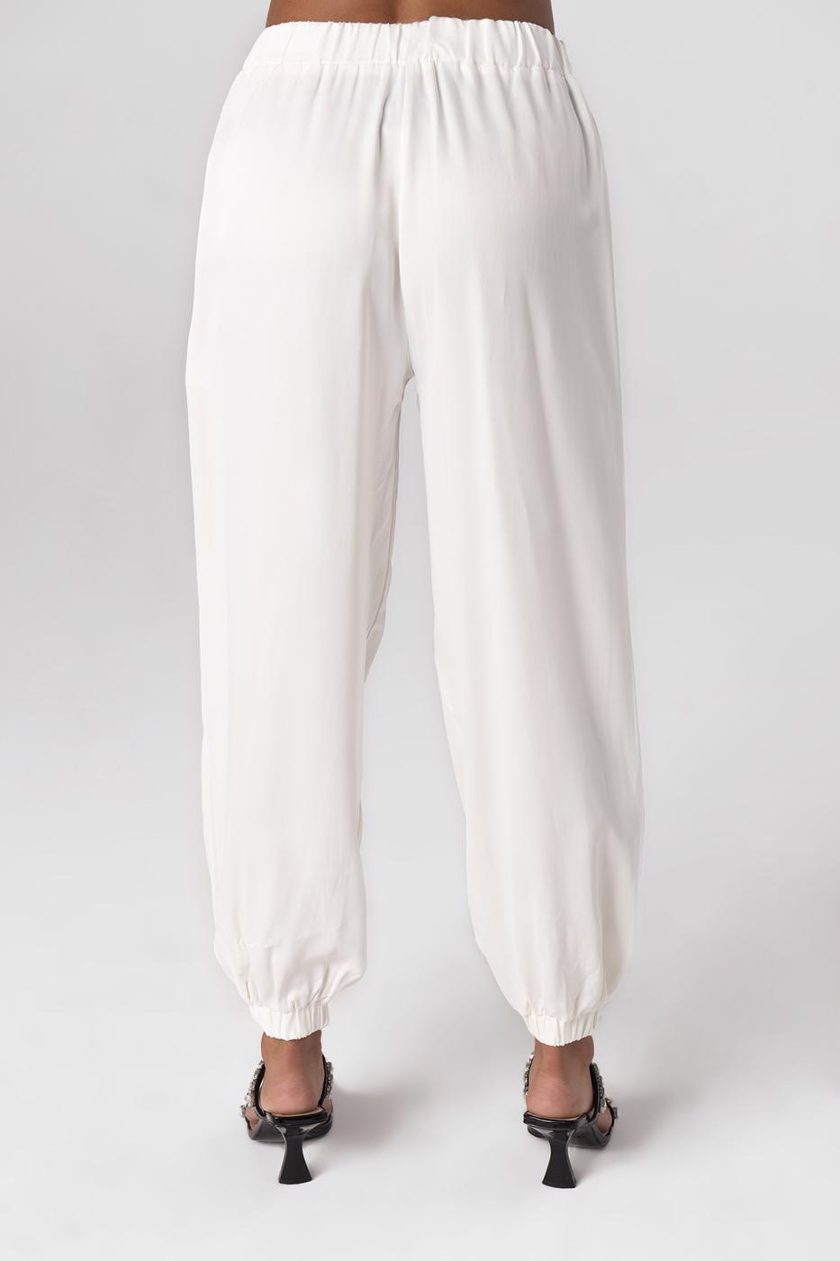 Bayan Ekru Saten Jogging Pantolon