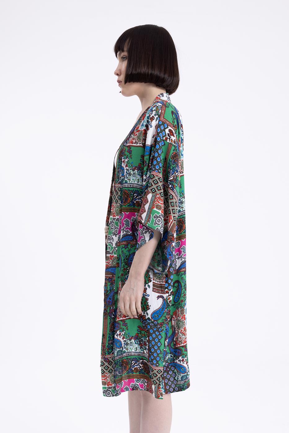 Bayan Multı Yarasa Kol Detaylı Kimono