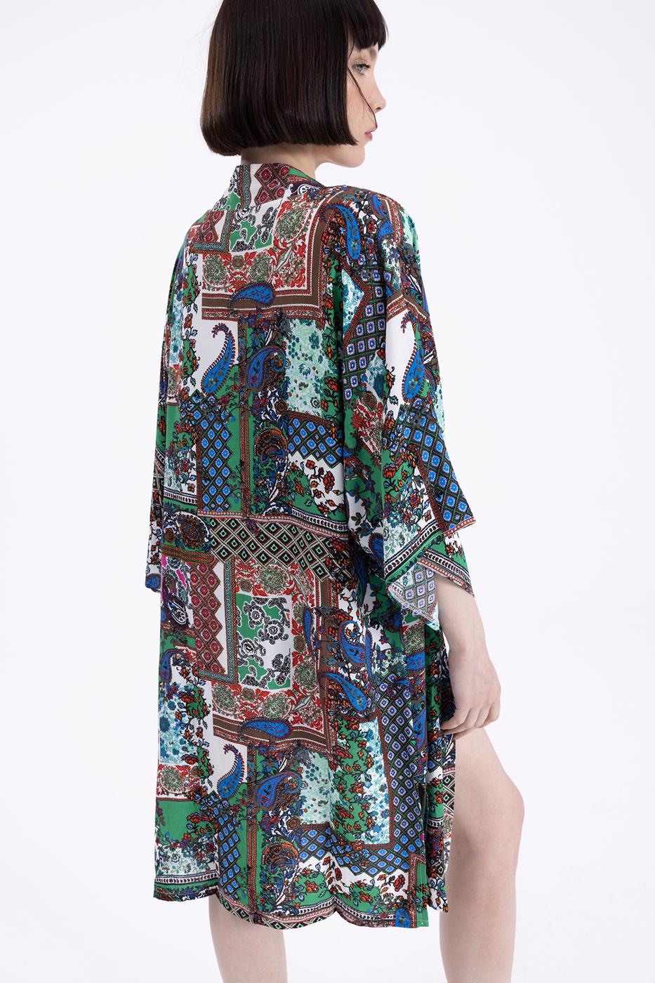 Bayan Multı Yarasa Kol Detaylı Kimono