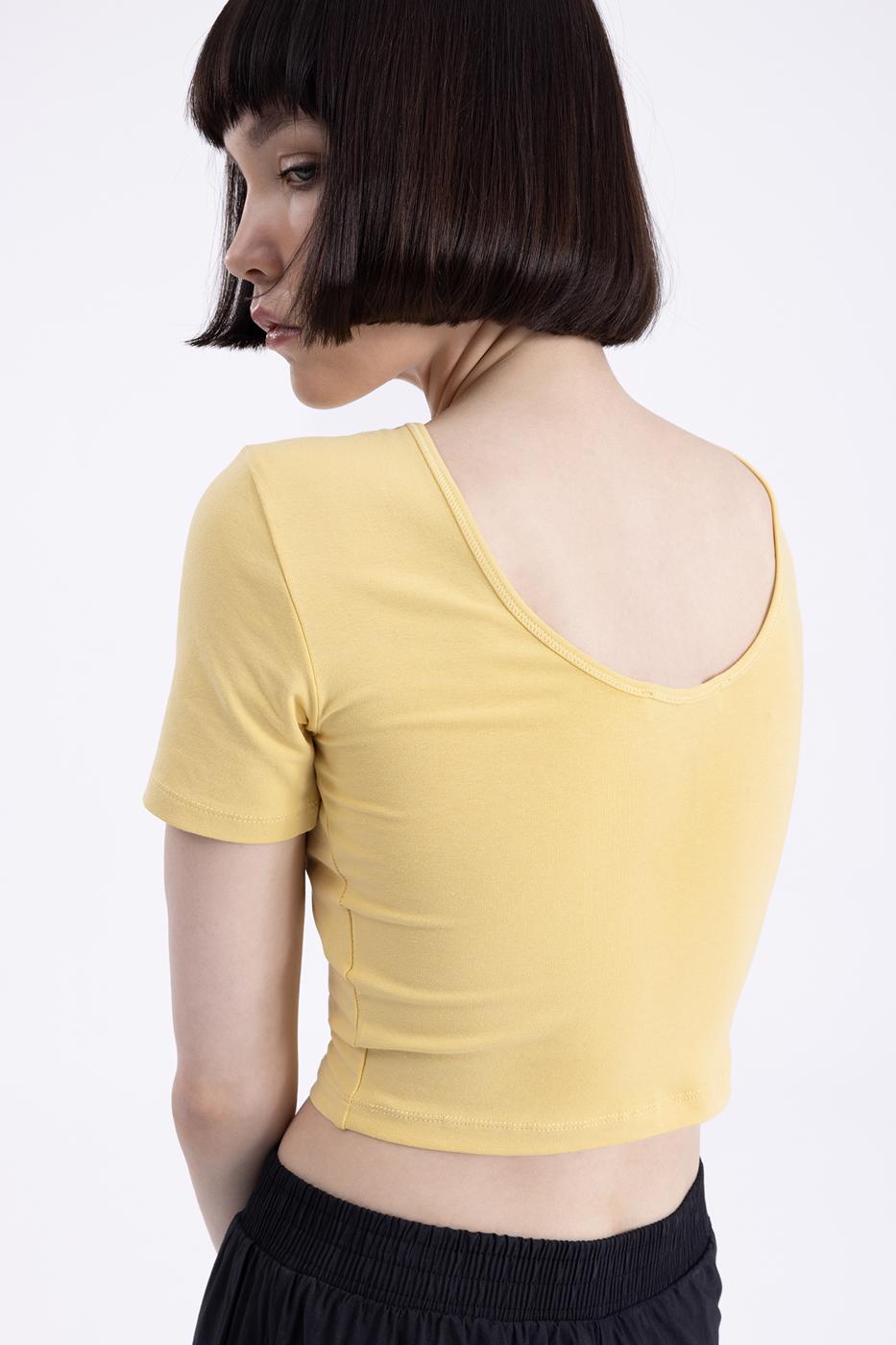 Bayan Sarı Kısa Kollu Body