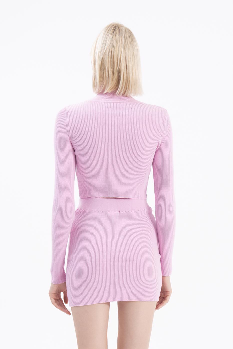 Bayan Pembe Triko Mini Dar Etek