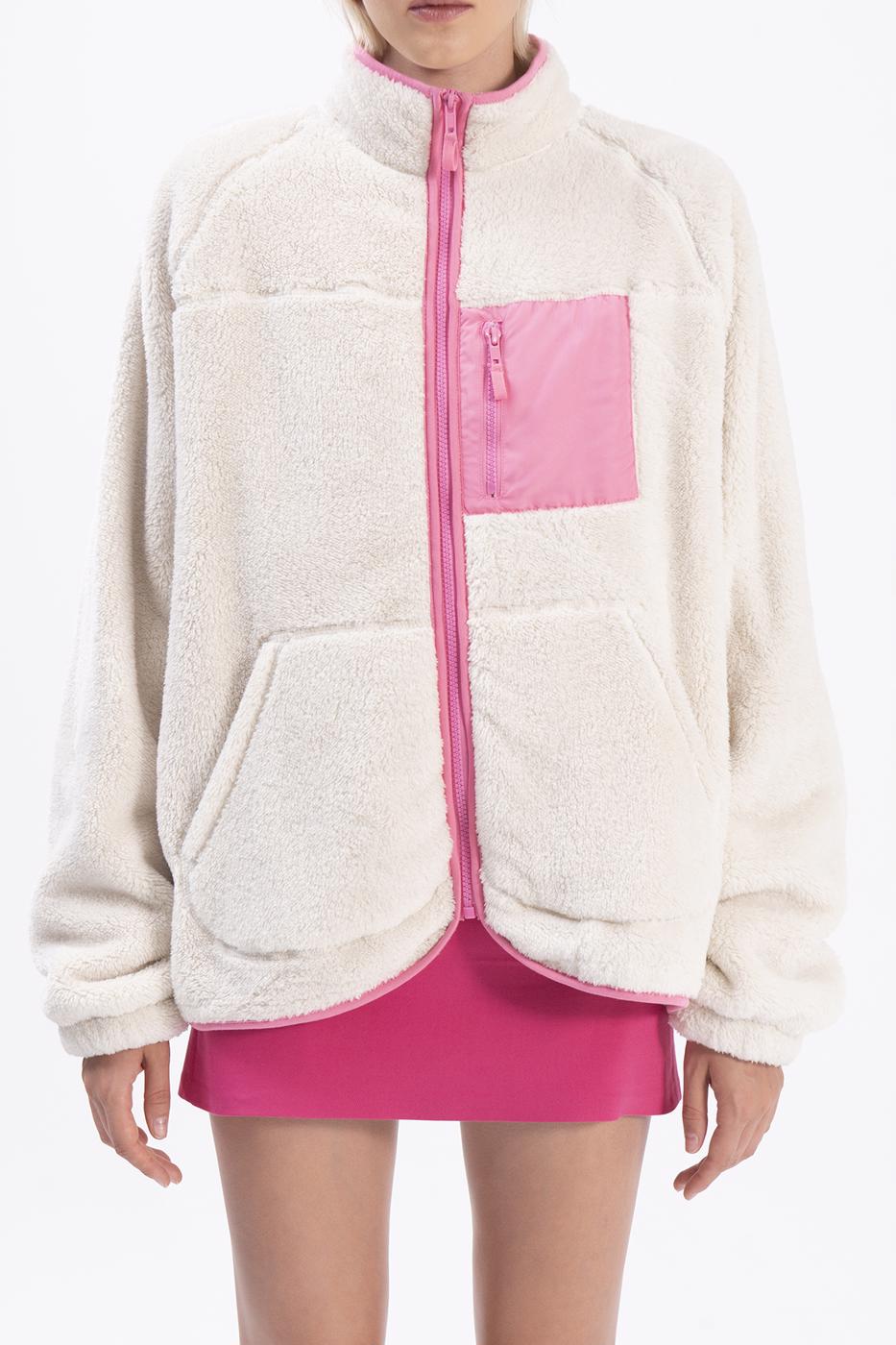 Bayan Ekru Cepli Fermuar Kapama Polar Sweatshirt