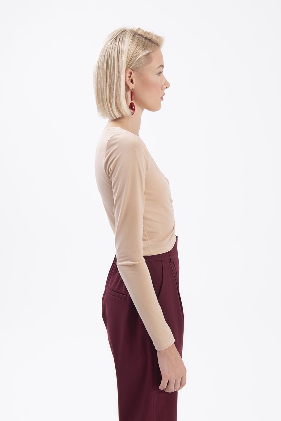 Bayan Bej Uzun Kollu Crop Body