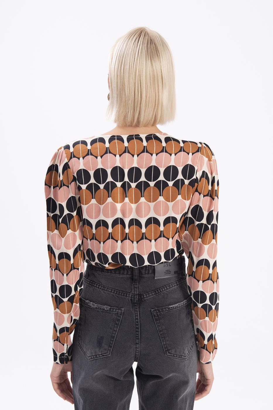 Bayan Ekru Kruvaze Yaka Bodysuit