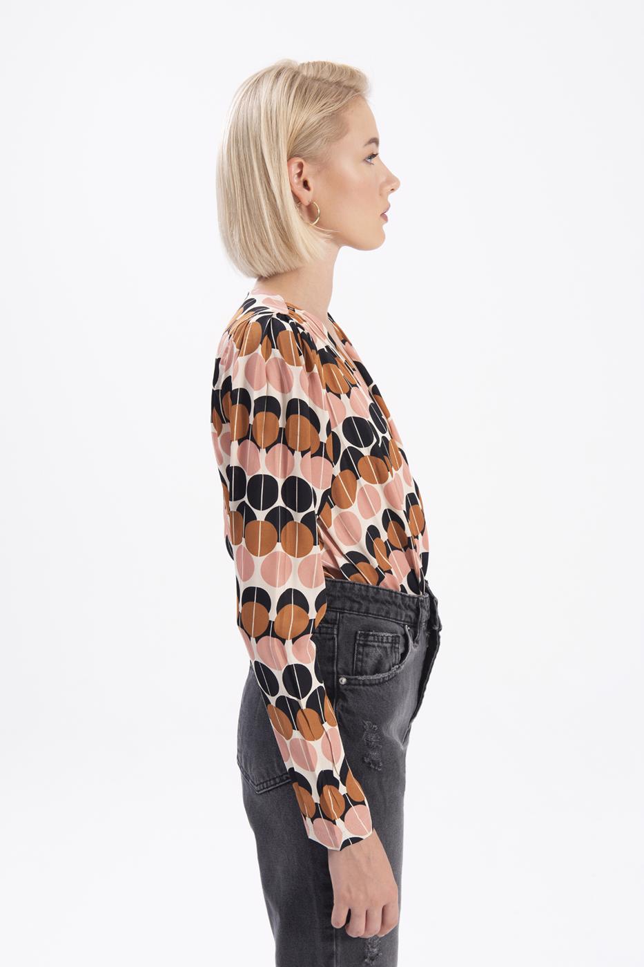 Bayan Ekru Kruvaze Yaka Bodysuit