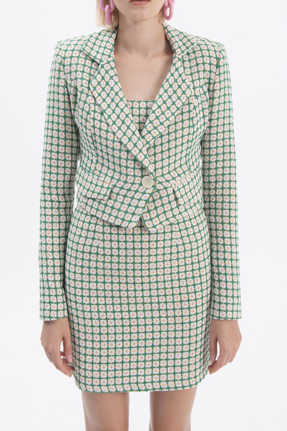 Bayan Yeşil Crop Blazer Ceket