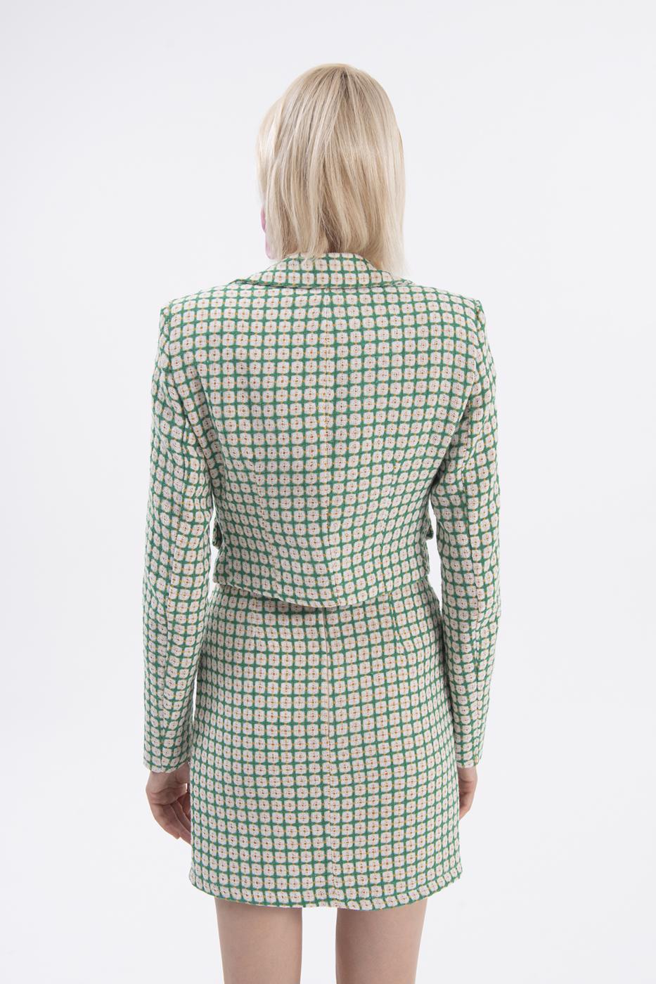 Bayan Yeşil Crop Blazer Ceket