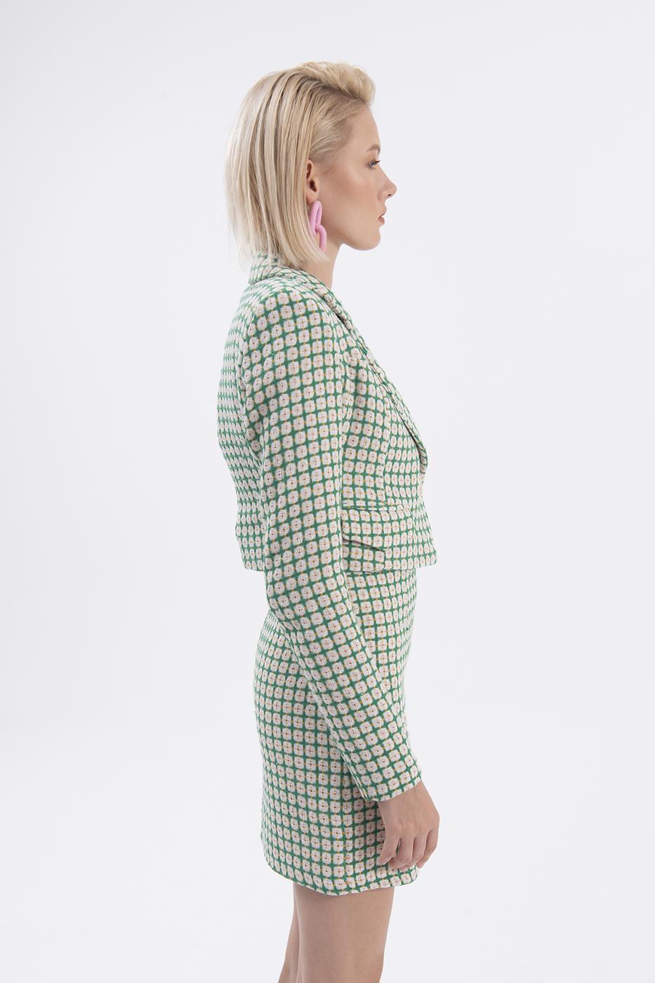 Bayan Yeşil Crop Blazer Ceket