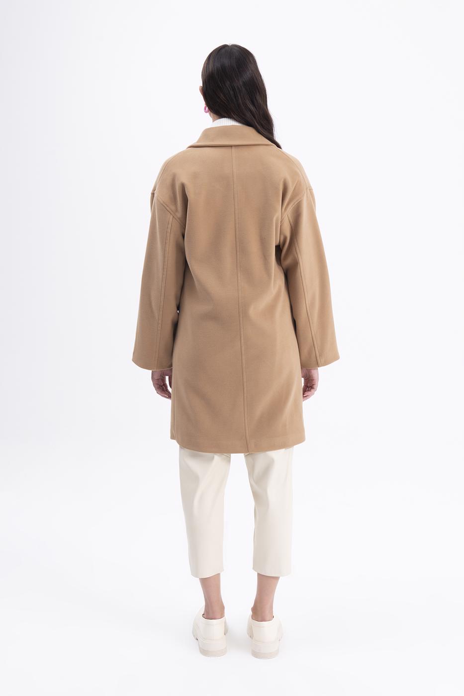 Bayan Kahverengi Oversize Kaşe Kaban