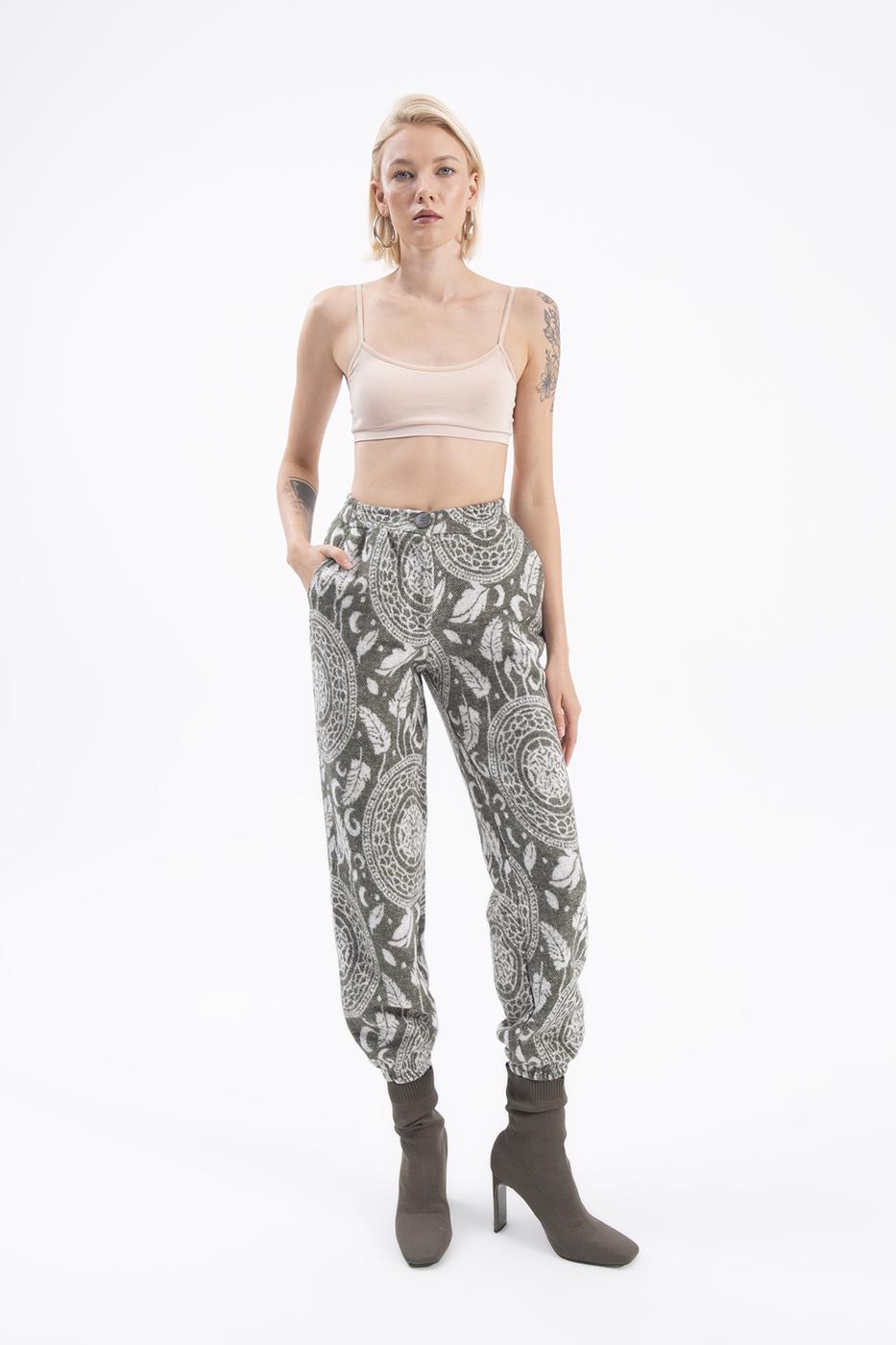 Bayan Haki Desenli Jogger Pantolon