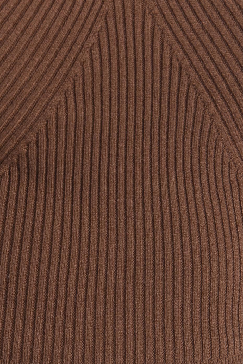 Bayan Kahverengi Göğüs Dekolteli Triko Crop Top