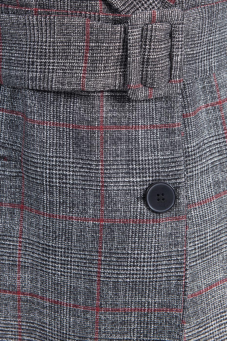 Bayan Gri Kemer Detaylı Blazer Ceket