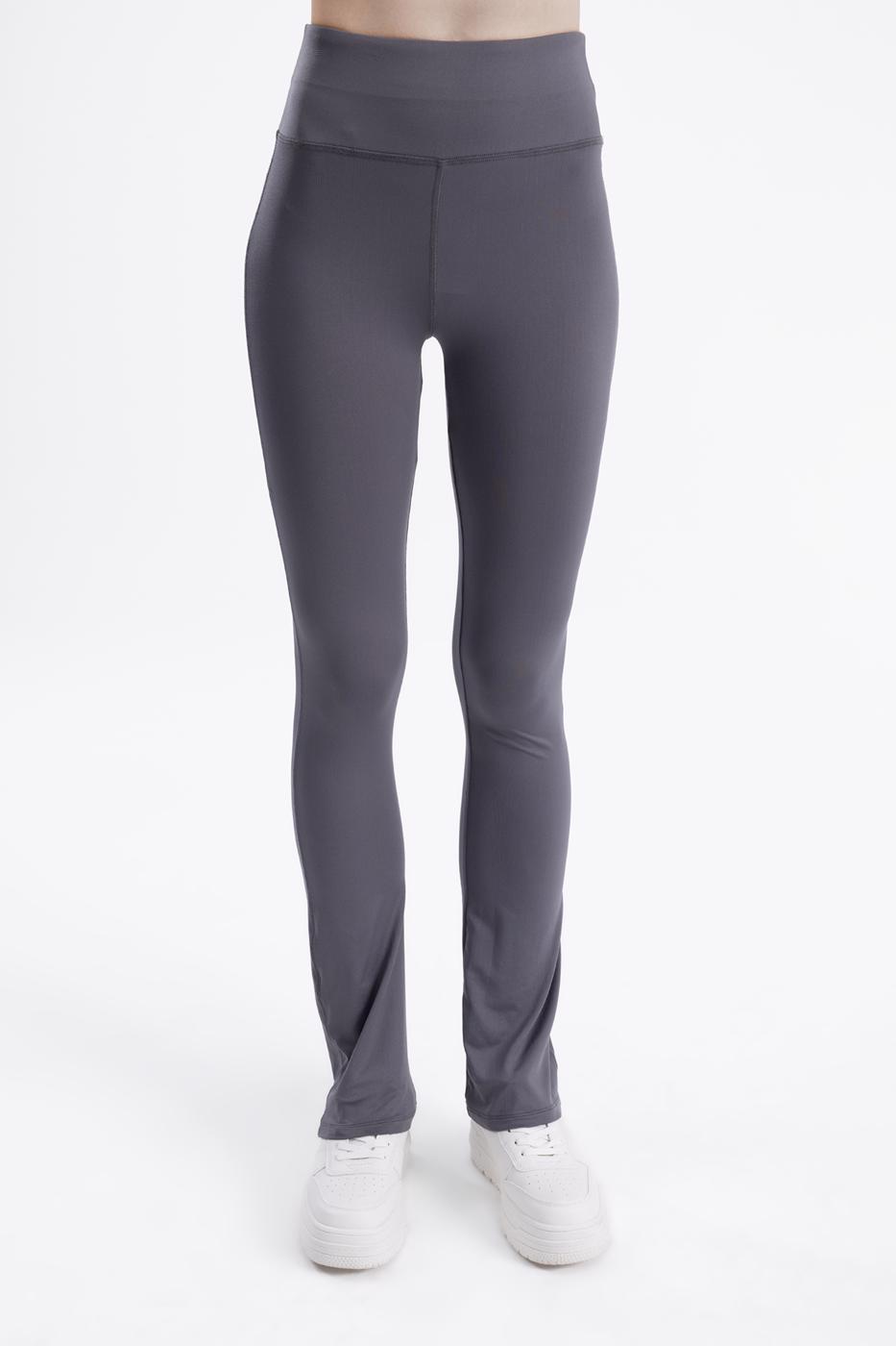 Bayan Gri Comfort Düz Kesim Tayt Pantolon