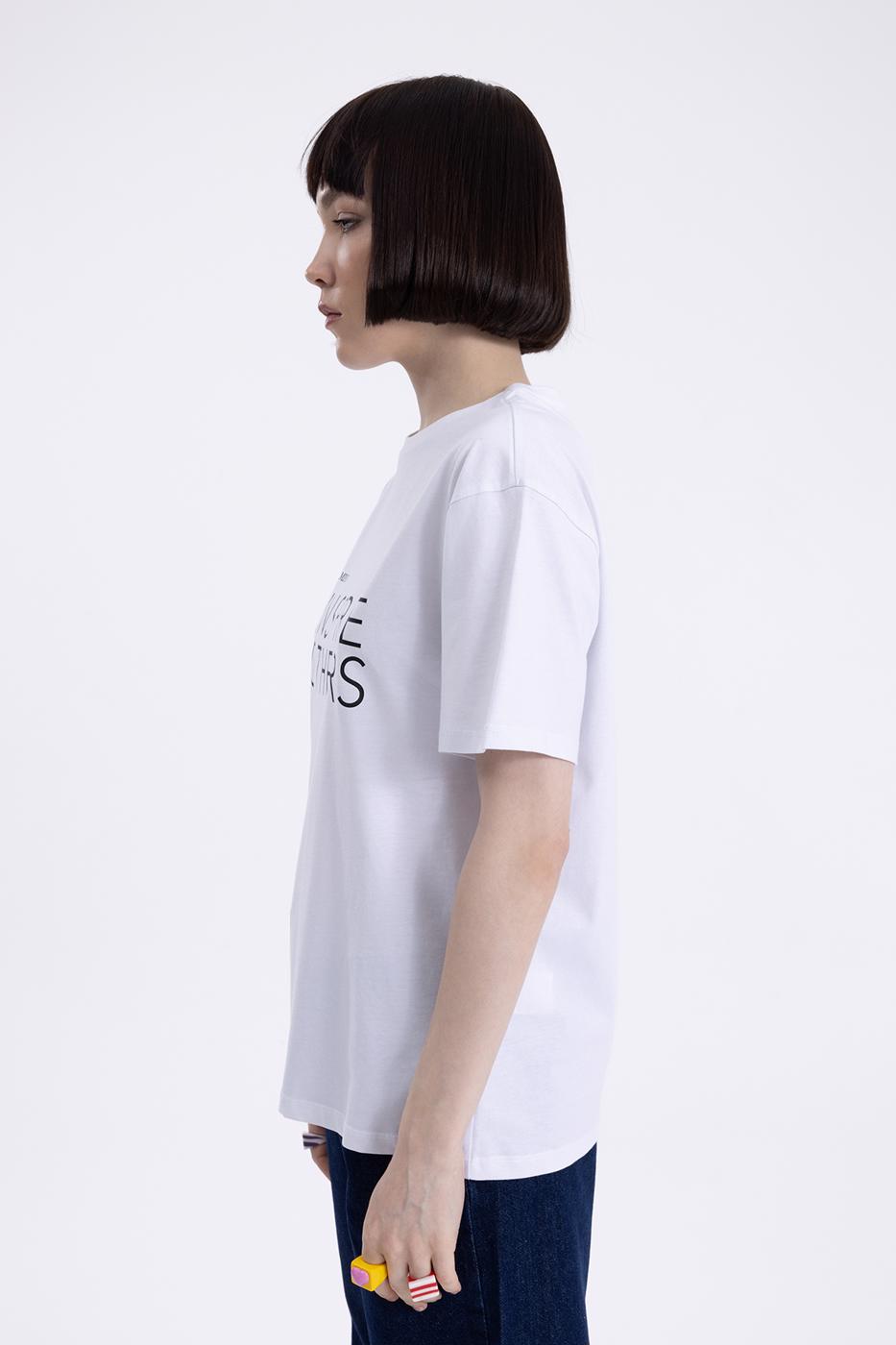 Bayan Beyaz Baskılı Basic Tshirt