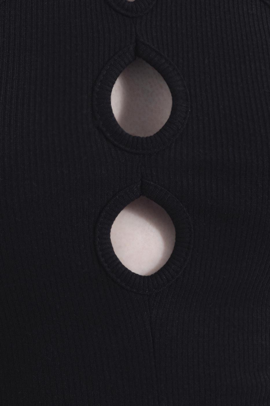 Bayan Siyah Boyun Bağlamalı Crop Top