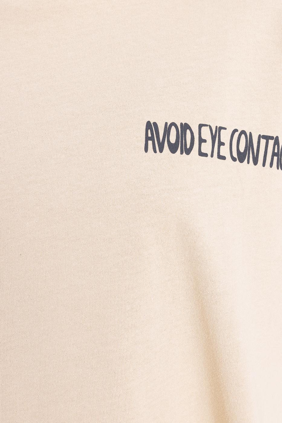 Bayan Bej Oversize Baskılı Tshirt
