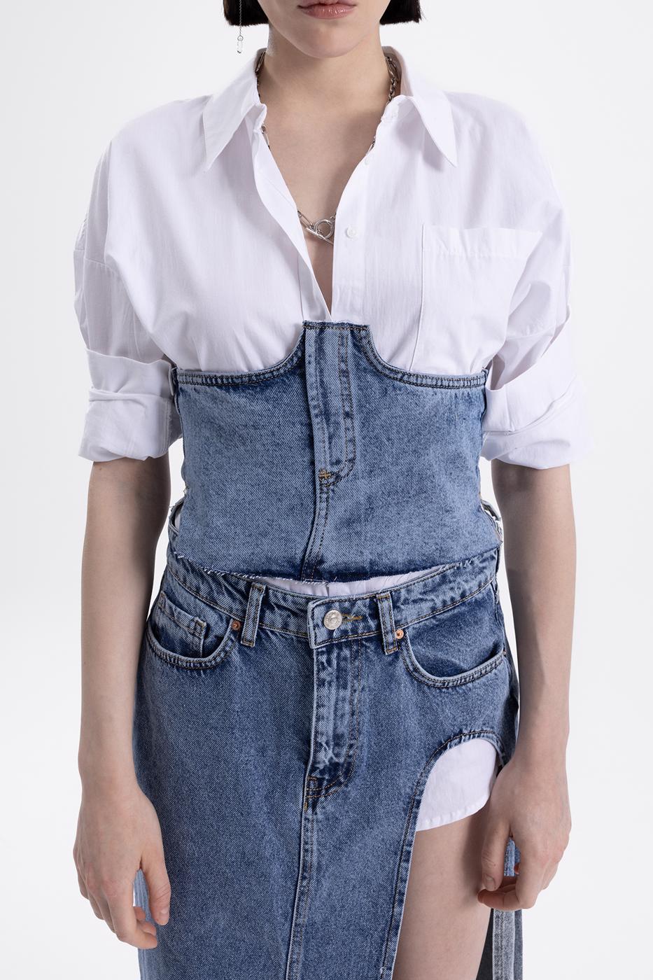 Bayan Mavi Denim Korse