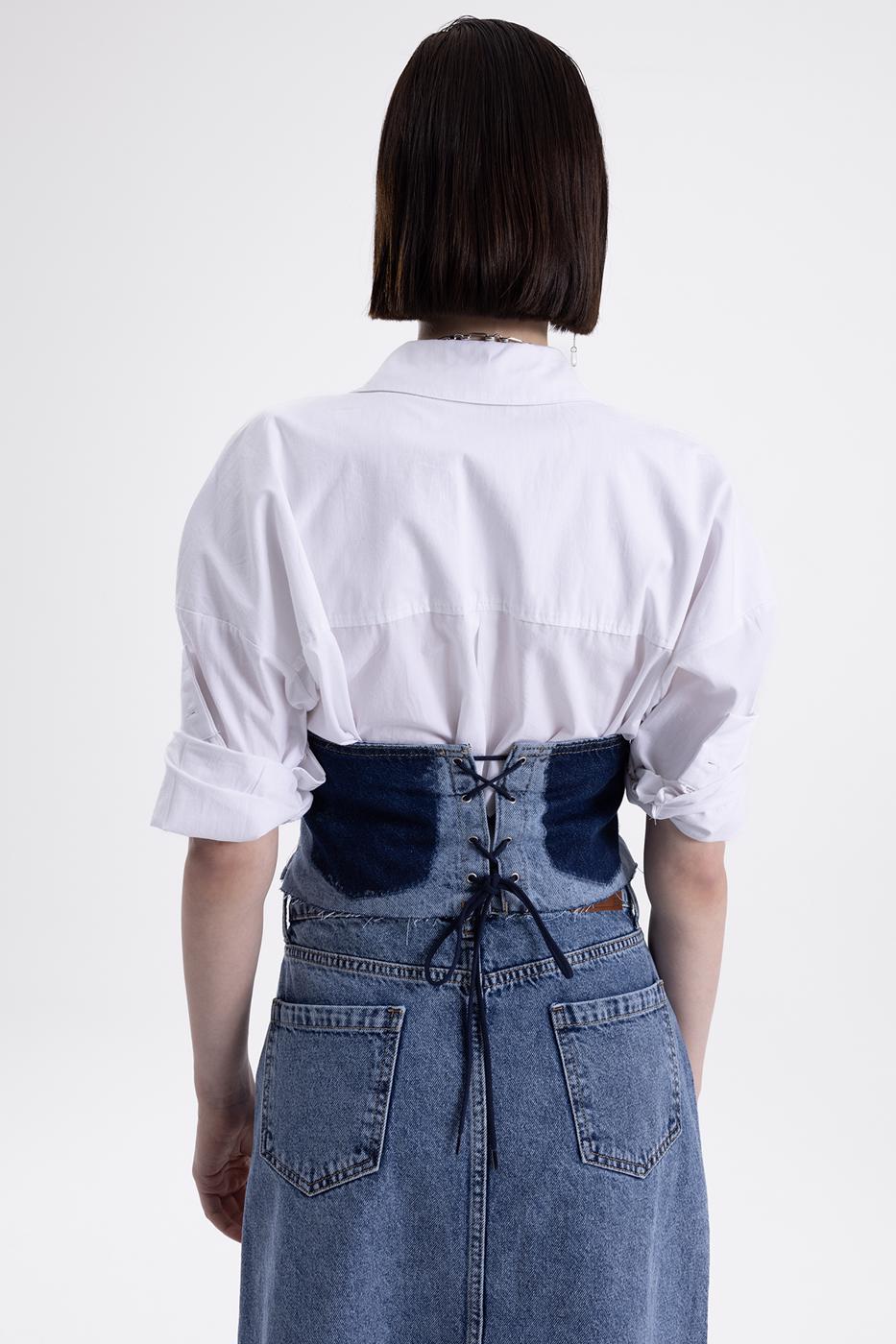Bayan Mavi Denim Korse
