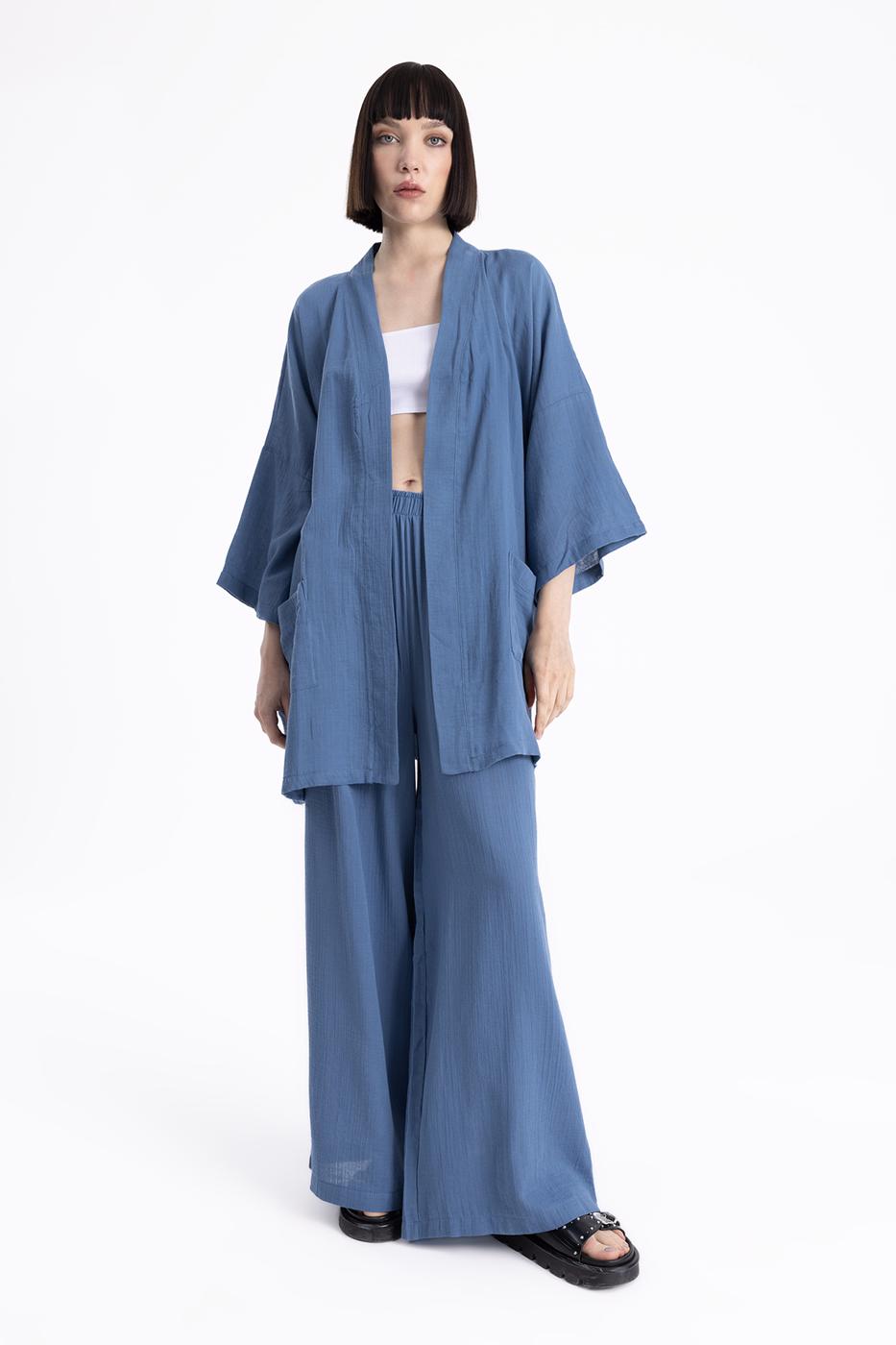Bayan İndigo Kısa  Kimono