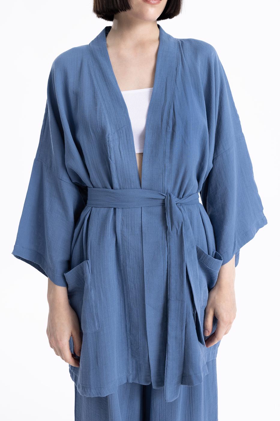 Bayan İndigo Kısa  Kimono