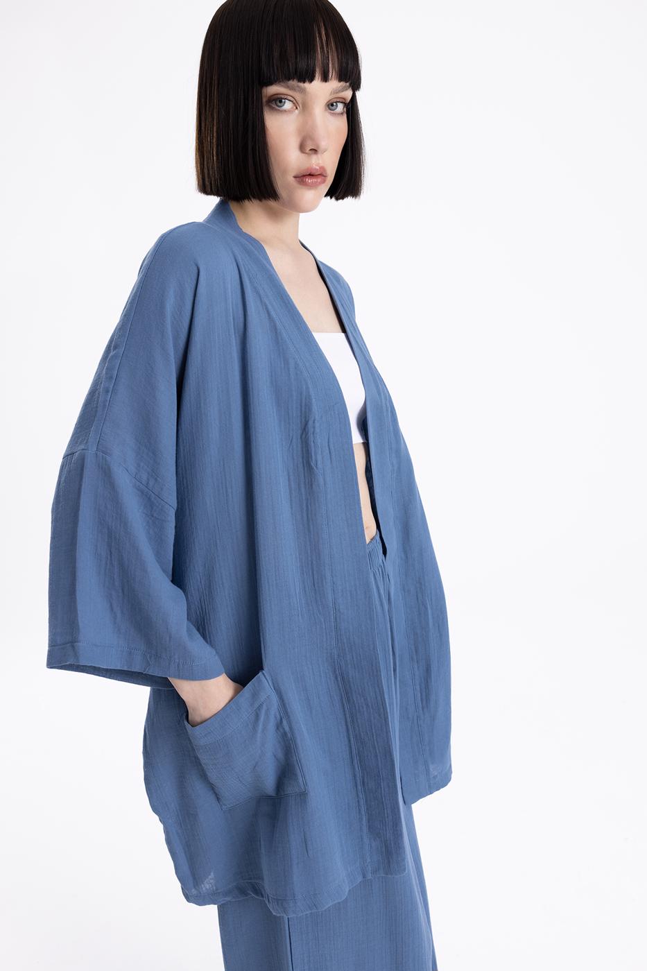 Bayan İndigo Kısa  Kimono