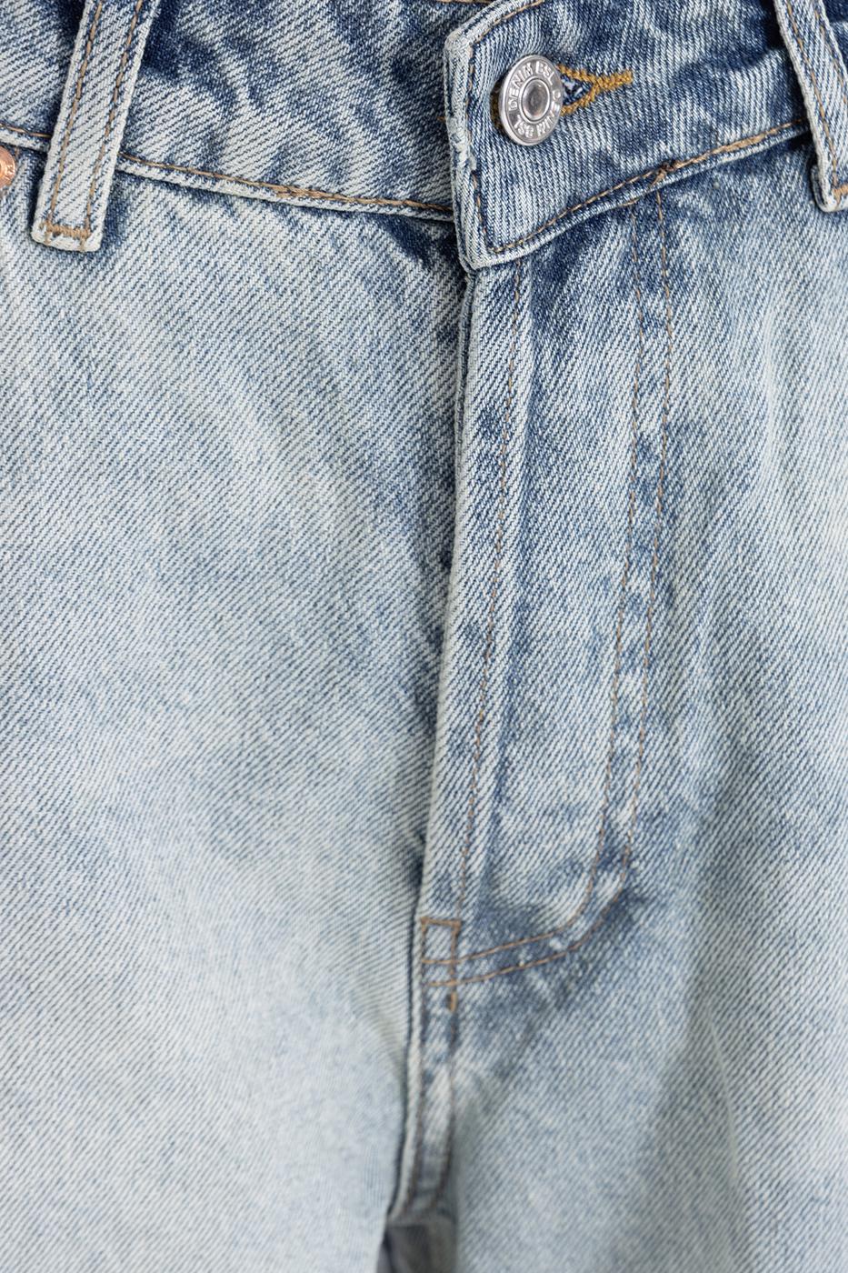 Bayan Mavi Düşük Bel Düz Kesim Denim Pantolon