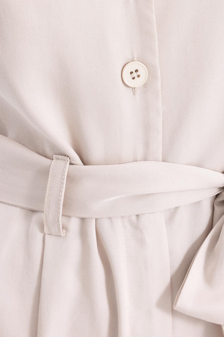 Bayan Bej Kolsuz V Yakalı Cotton Uzun Tulum