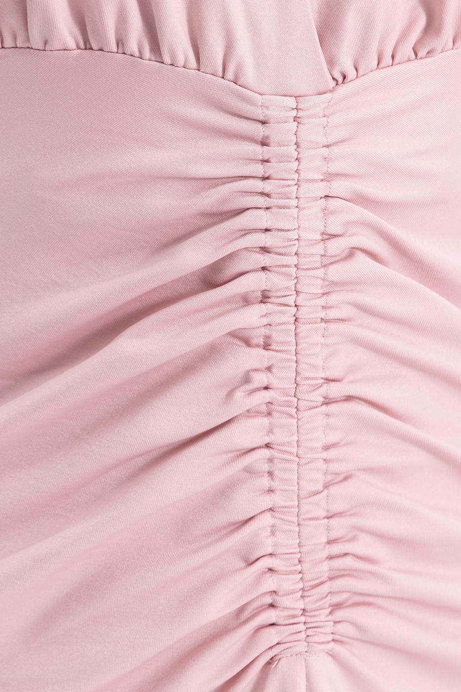 Bayan Pembe Drape Detaylı Midi Elbise