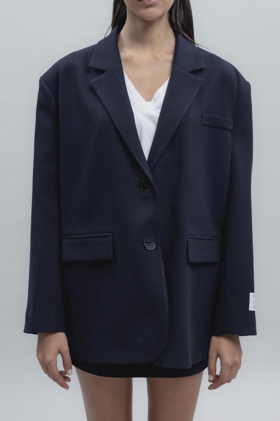 Bayan Lacivert Düşük Omuzlu Blazer Ceket