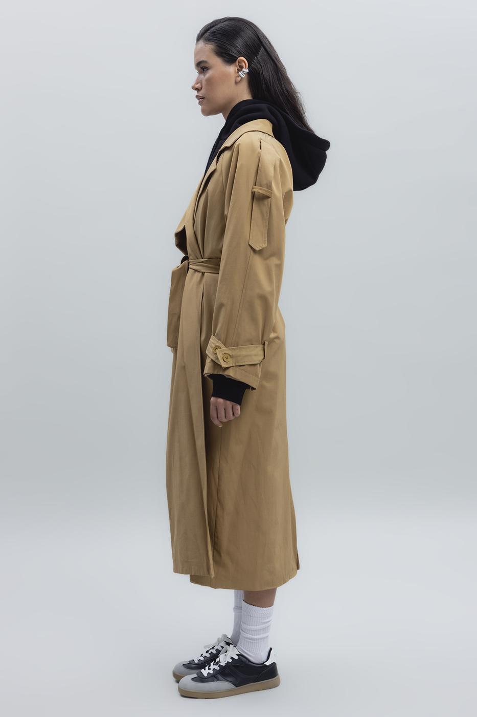 Bayan Taba Oversize Uzun Trençkot