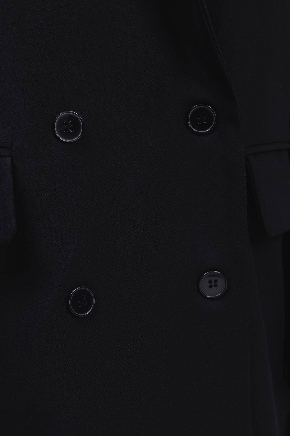 Bayan Siyah Kruvaze Blazer Ceket