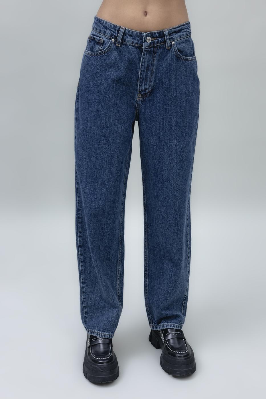 Bayan Mavi Normal Bel Düz Paça Denim Pantolon