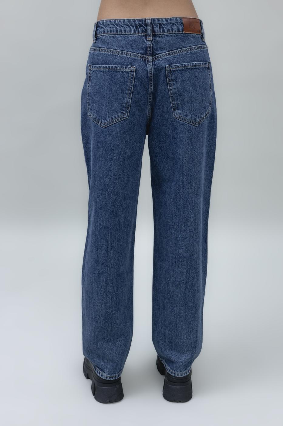 Bayan Mavi Normal Bel Düz Paça Denim Pantolon