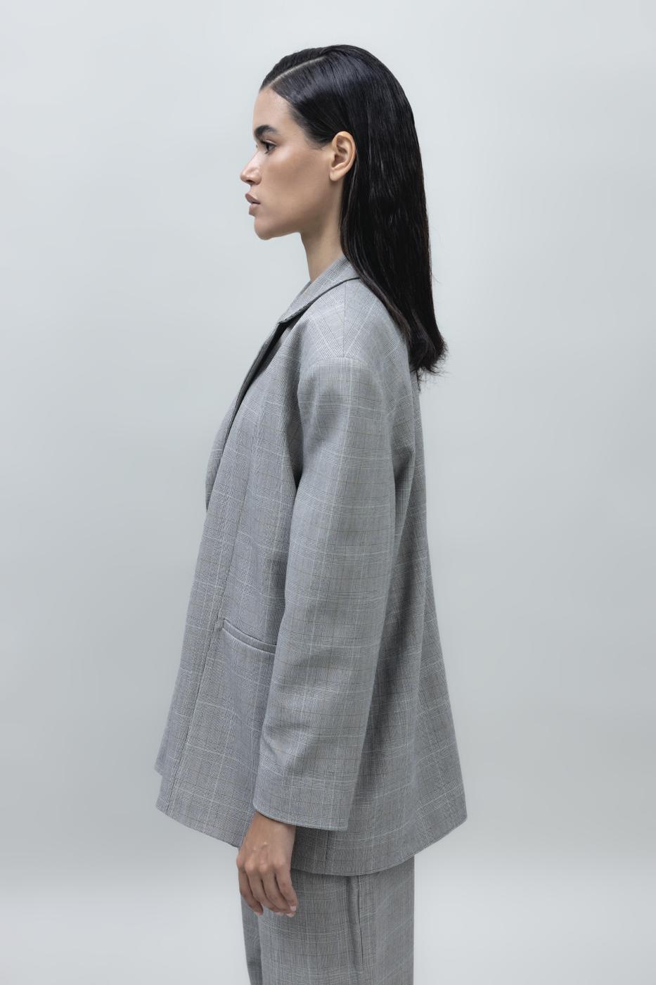 Bayan Gri Oversize Blazer Ceket