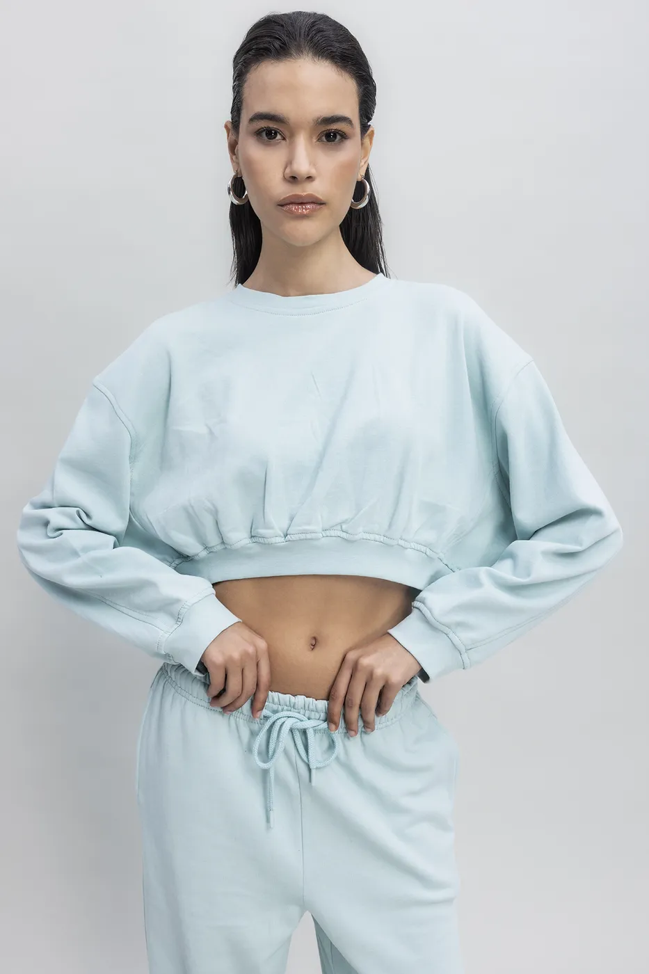 Bayan Yeşil Crop Sweatshirt