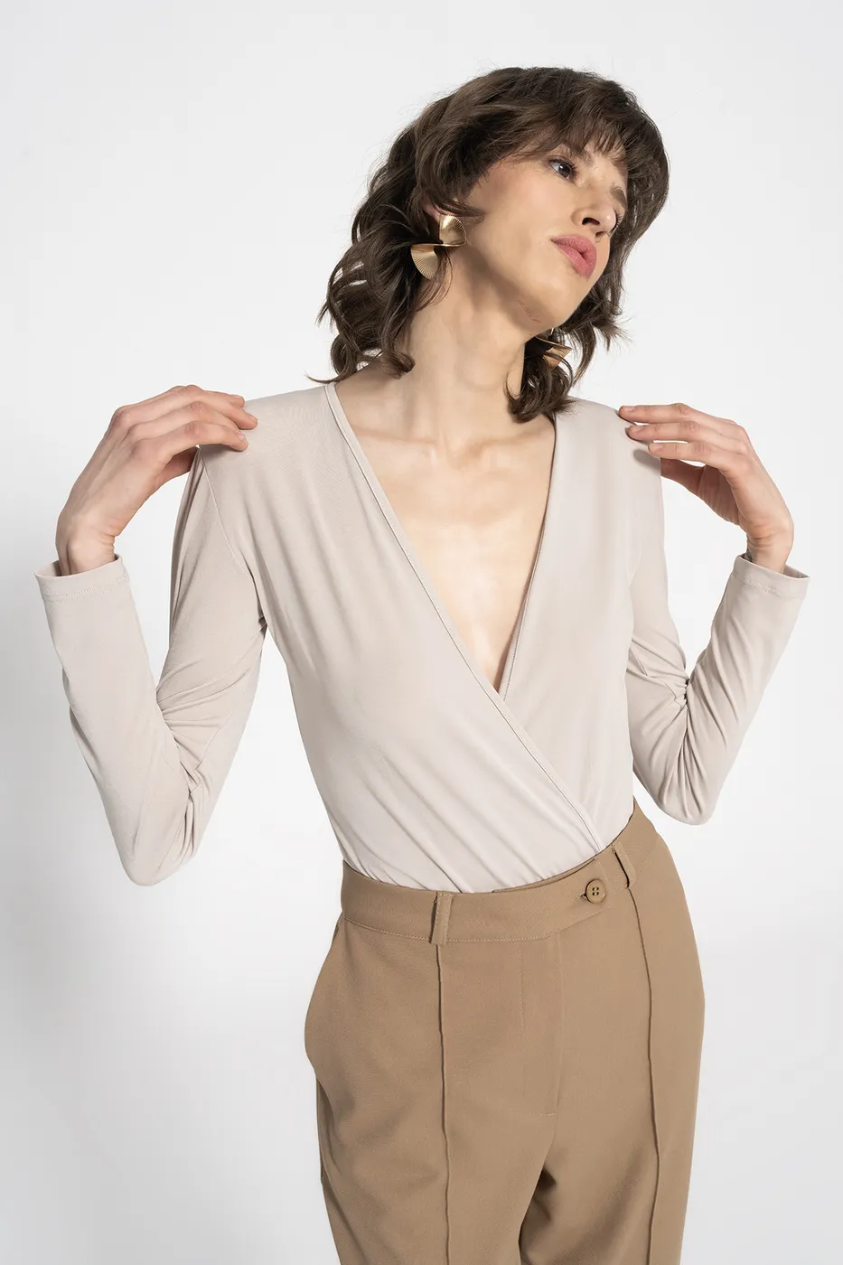 Bayan Taş Kruvaze Bodysuit