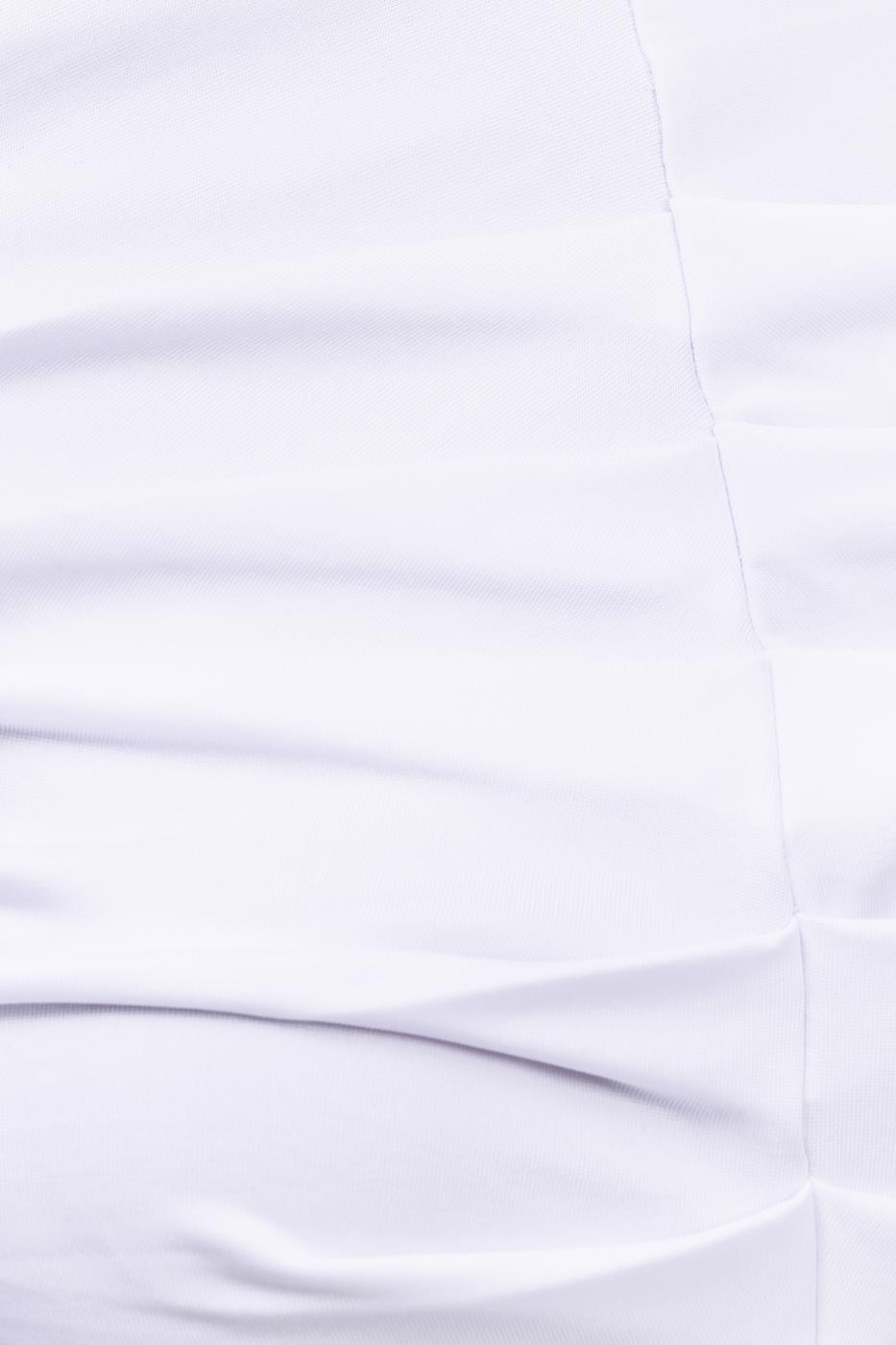 Bayan Beyaz Dik Yaka Drape Detaylı Top