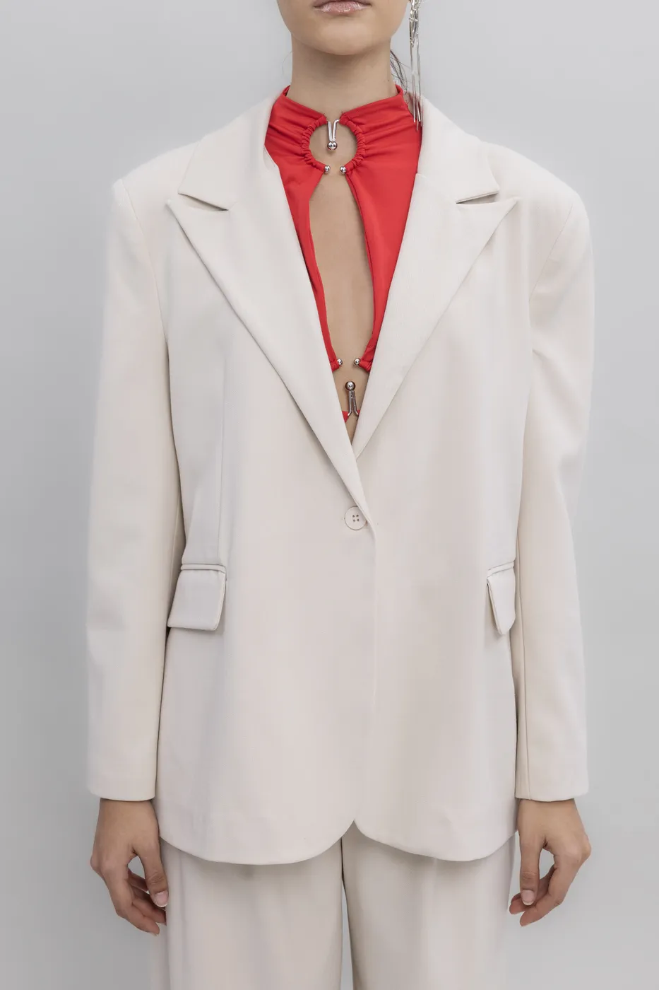 Bayan Krem Blazer Ceket