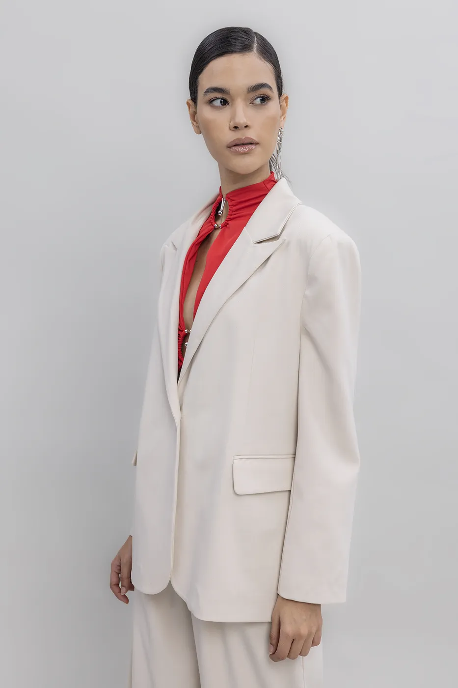 Bayan Krem Blazer Ceket
