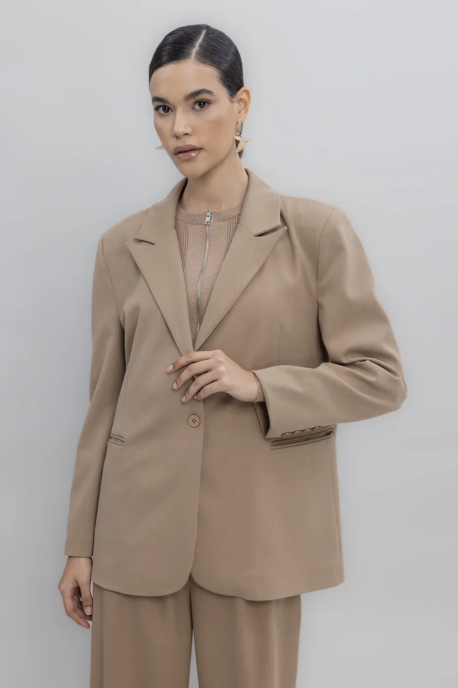 Bayan Kahverengi Blazer Ceket