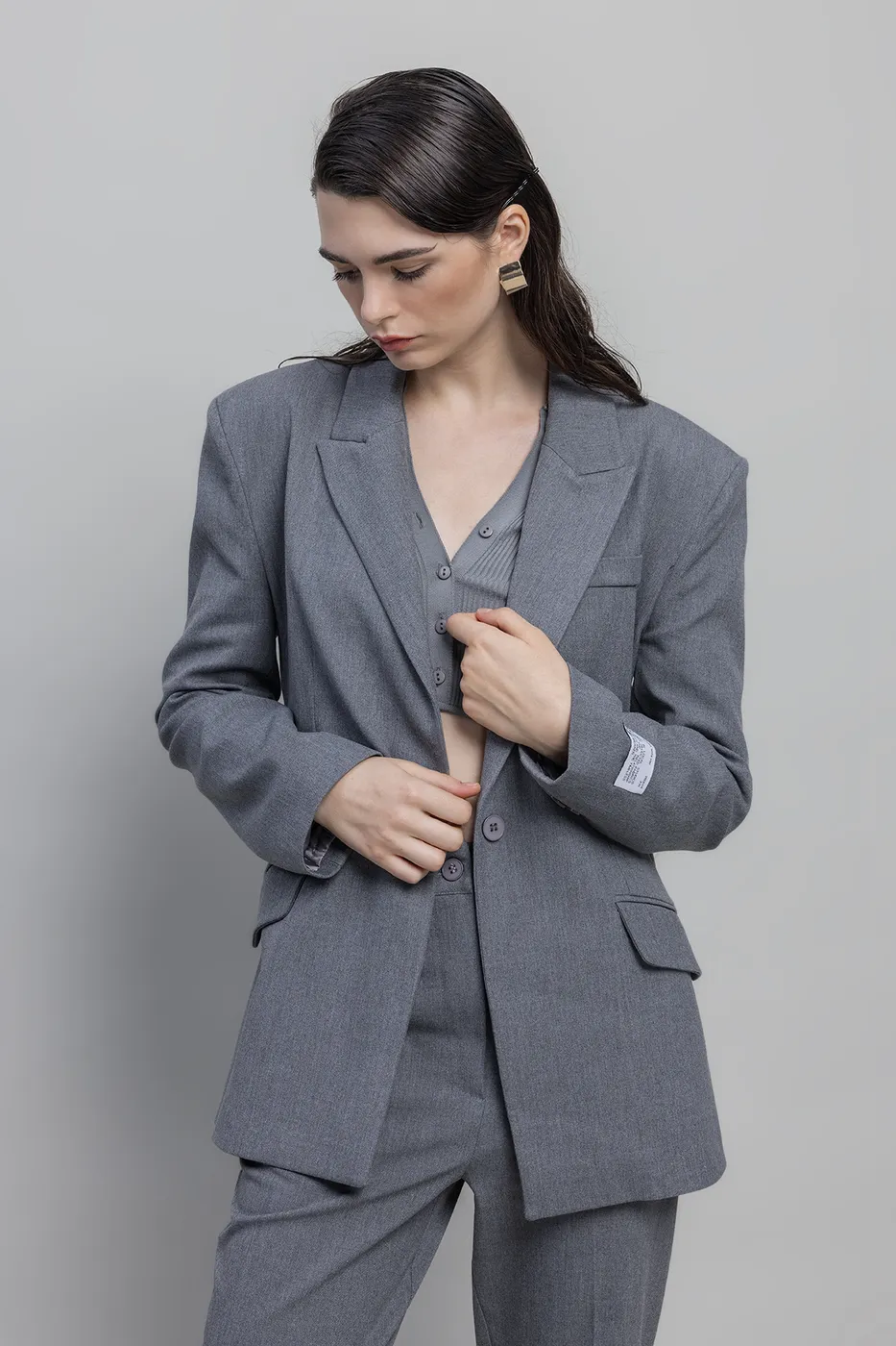 Bayan Gri Blazer Ceket