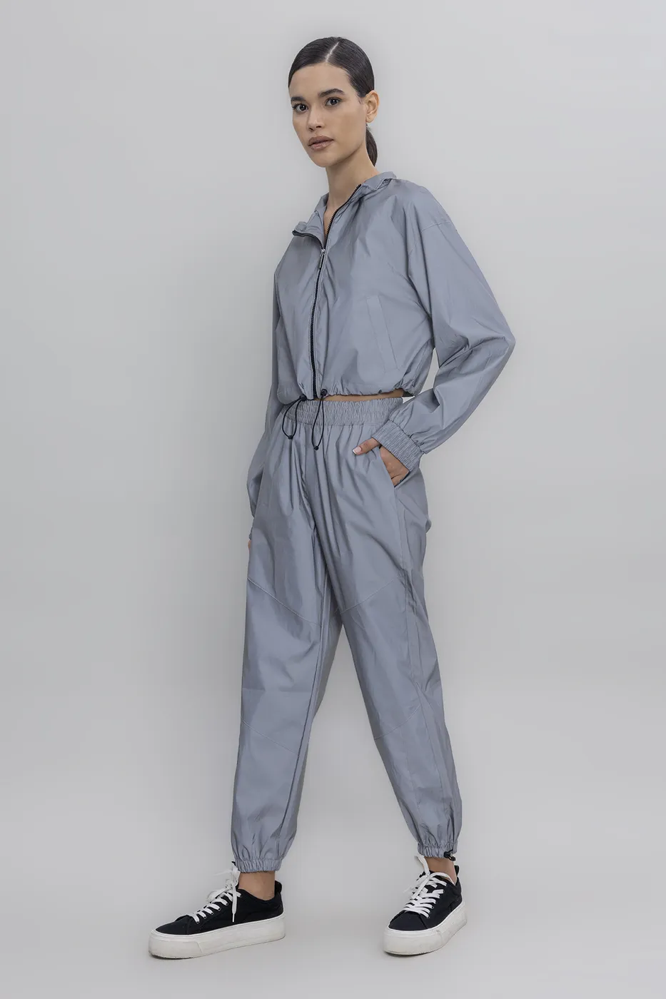 Bayan Gri Reflektörlü Jogger Pantolon