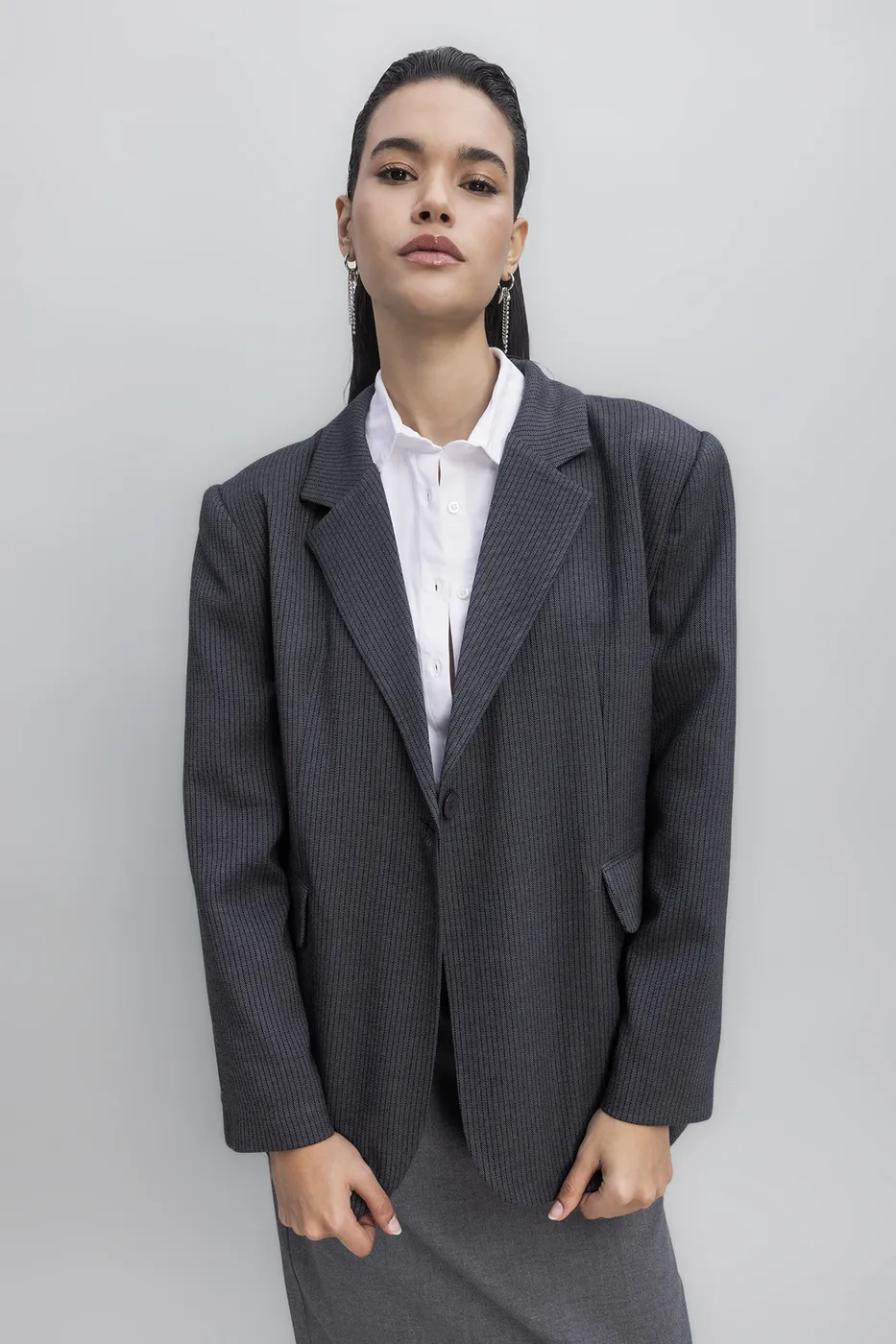Bayan Gri Blazer Ceket