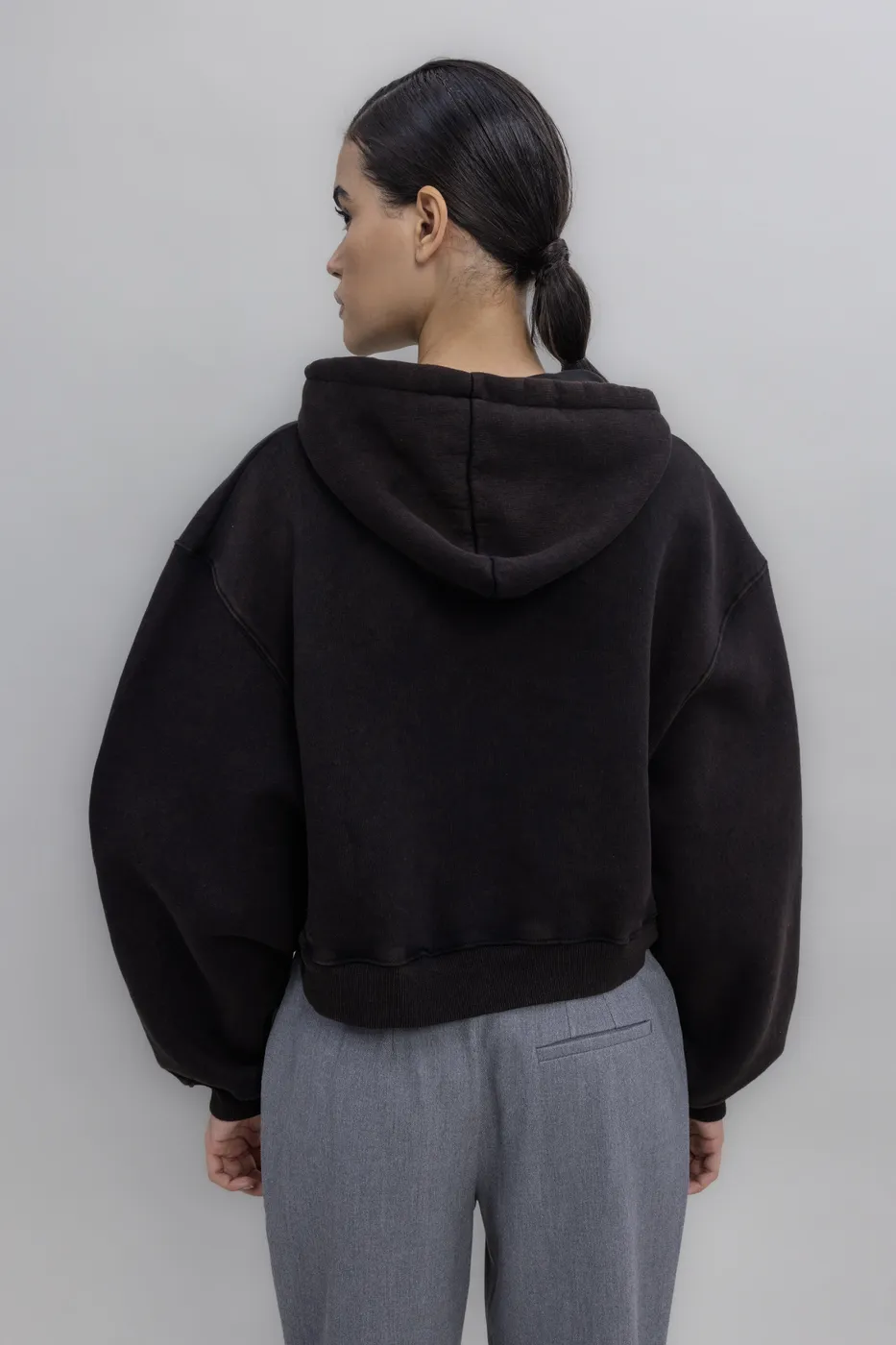 Bayan Kahverengi Kapüşon Baskı Detaylı Şardonlu Sweatshirt